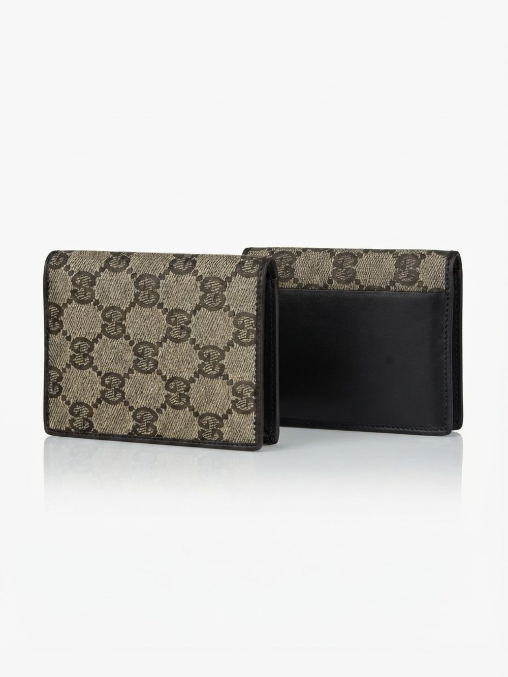 Gucci GG Monogram Wallet Brown Canvas Leather Vintage Authentic - Picture 3 of 11